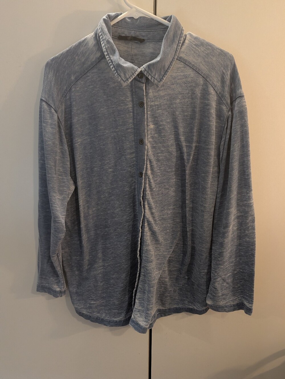 Jane & Delancey Woman's 1X Light Blue Washed Button-Up Shirt